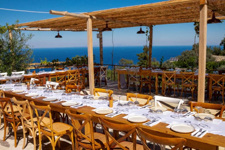 Weddings at Karimalis Winery Ikaria - image of wedding breakfast area